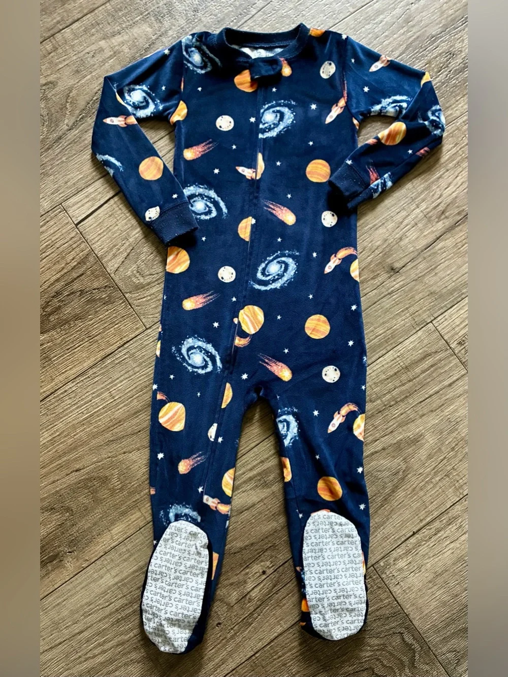 Carter's Navy Space Planet Footed One-Piece Pajamas